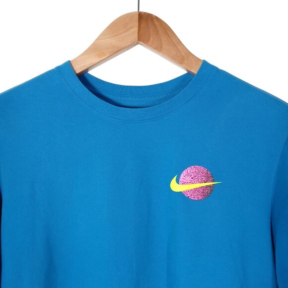 Nike Mens Dri Fit T Shirt Blue Cotton Blend JUST DO IT Graphic Size XL - Picture 3 of 8